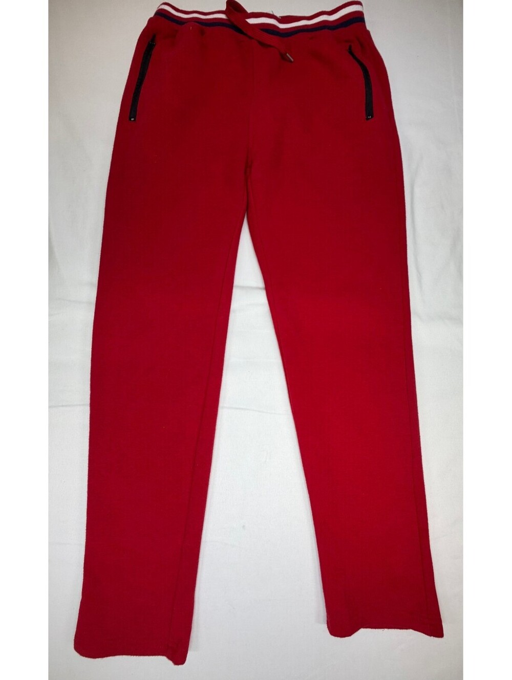 US Life Men's Sweatpants Fleece Elastic Drawstring Waist Zip Pocket Size L Red